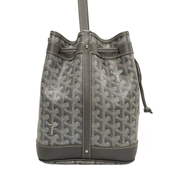 GOYARD Petit Flot Bucket Bag Gray Coated Canvas Leather Shoulder Bag 2338-101424 - Picture 3 of 14